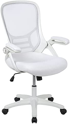 Porter High Back Ergonomic Swivel Office Chair with Flip-up Arms - White/White