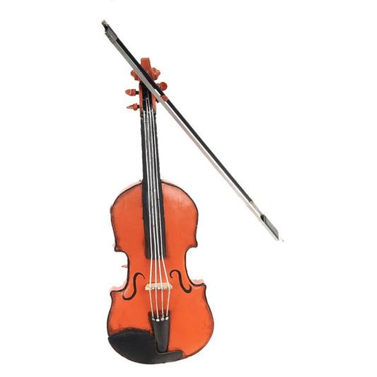 Vintage Look Orange Violin Sculpture