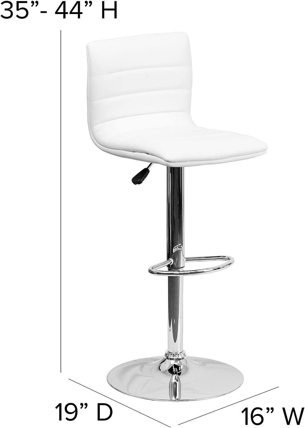 Vincent Adjustable Bar Stool - White/Chrome (Set of 2)