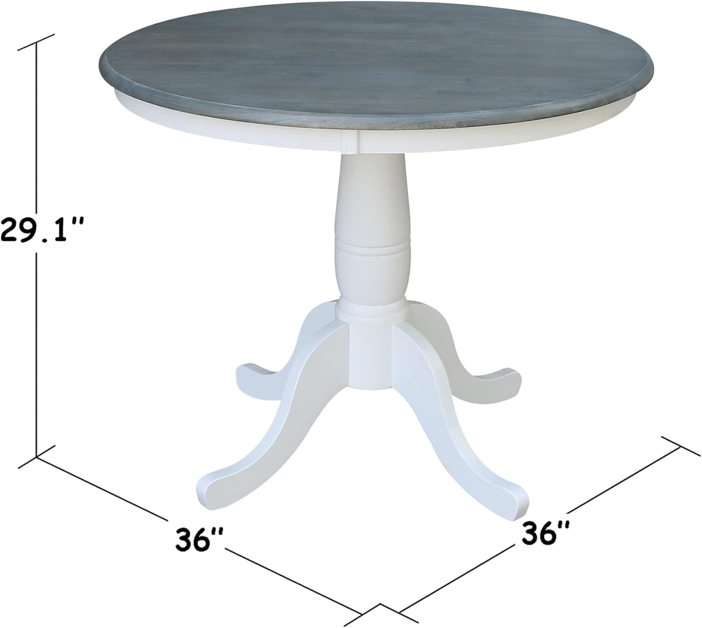 IC International Concepts Chairs Dining Table Set, White/Heather Gray