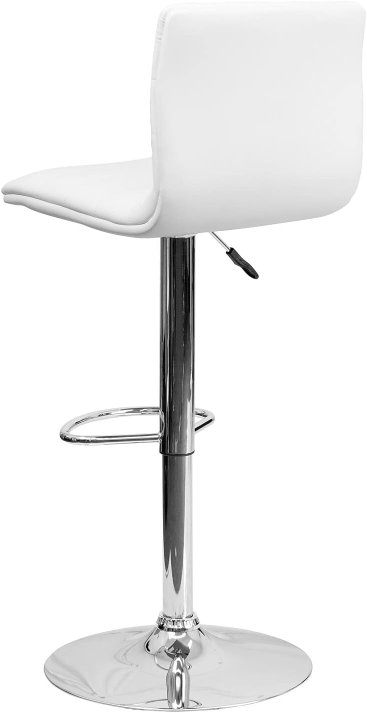 Vincent Adjustable Bar Stool - White/Chrome (Set of 2)