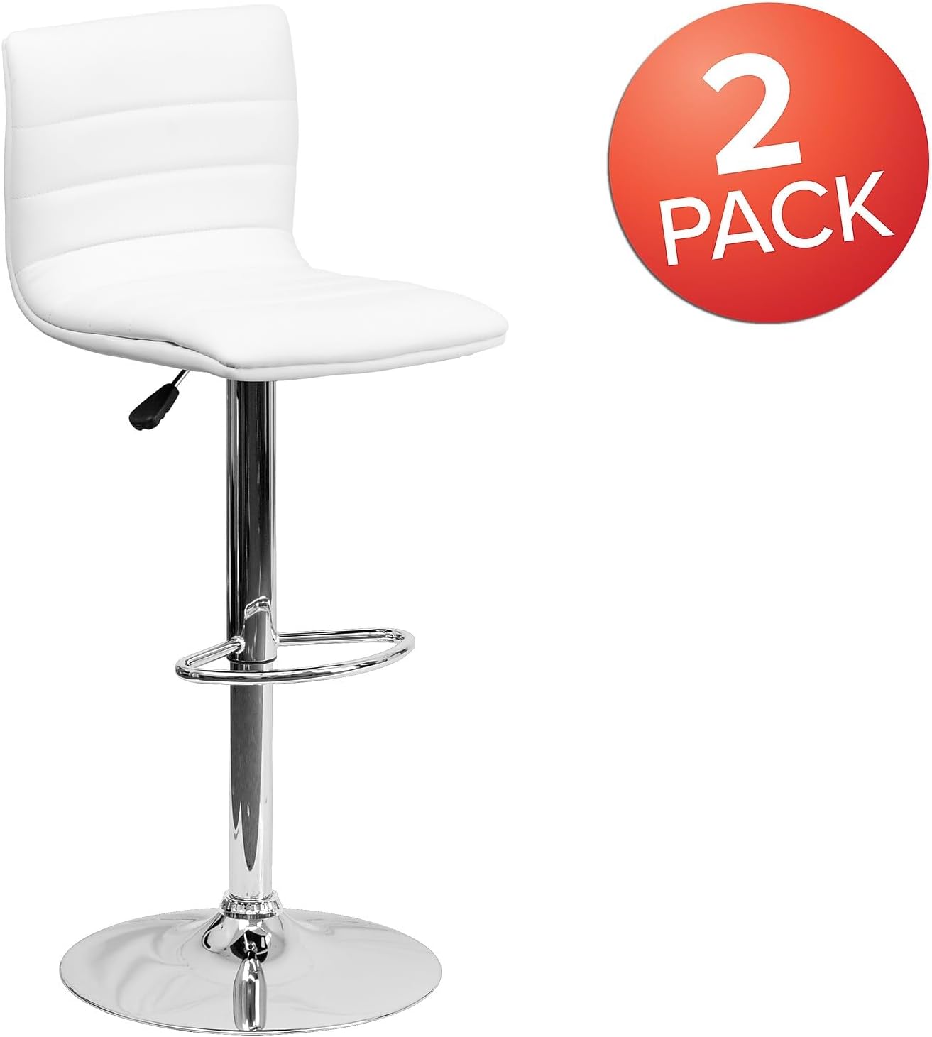 Vincent Adjustable Bar Stool - White/Chrome (Set of 2)