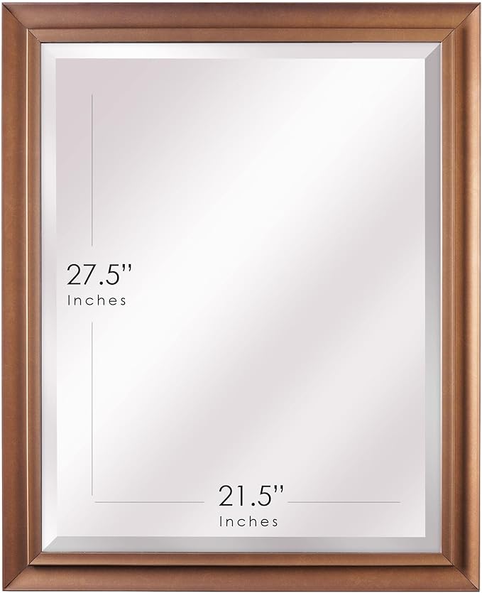 Antique Gold Framed Classic Rectangular Beveled Edge Decorative Vanity Wall Mirror- 26 x 32 - Antique Gold