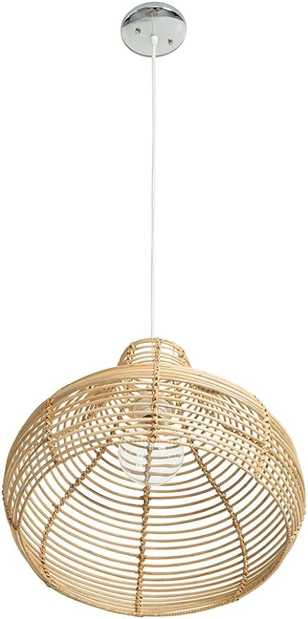 Palau Continuous Weave Wicker Dome Pendant Lamp - Natural Brown