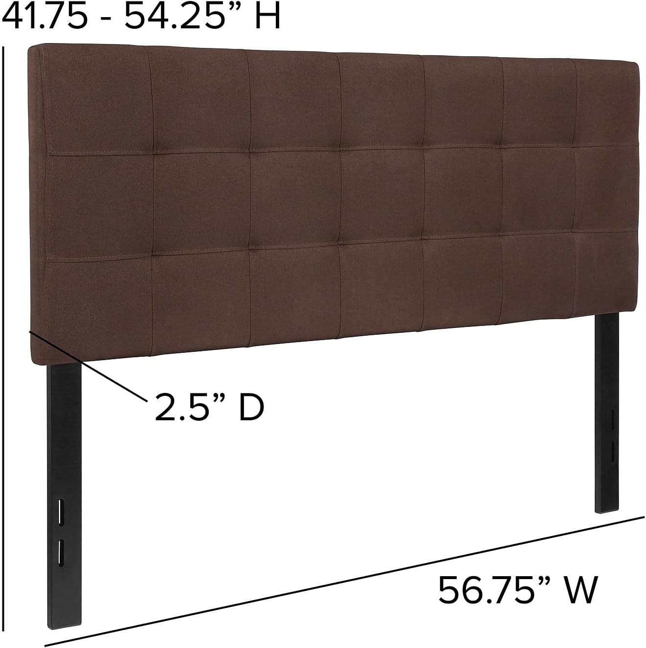 Bedford Tufted Upholstered Full Size Headboard in Dark Brown Fabric