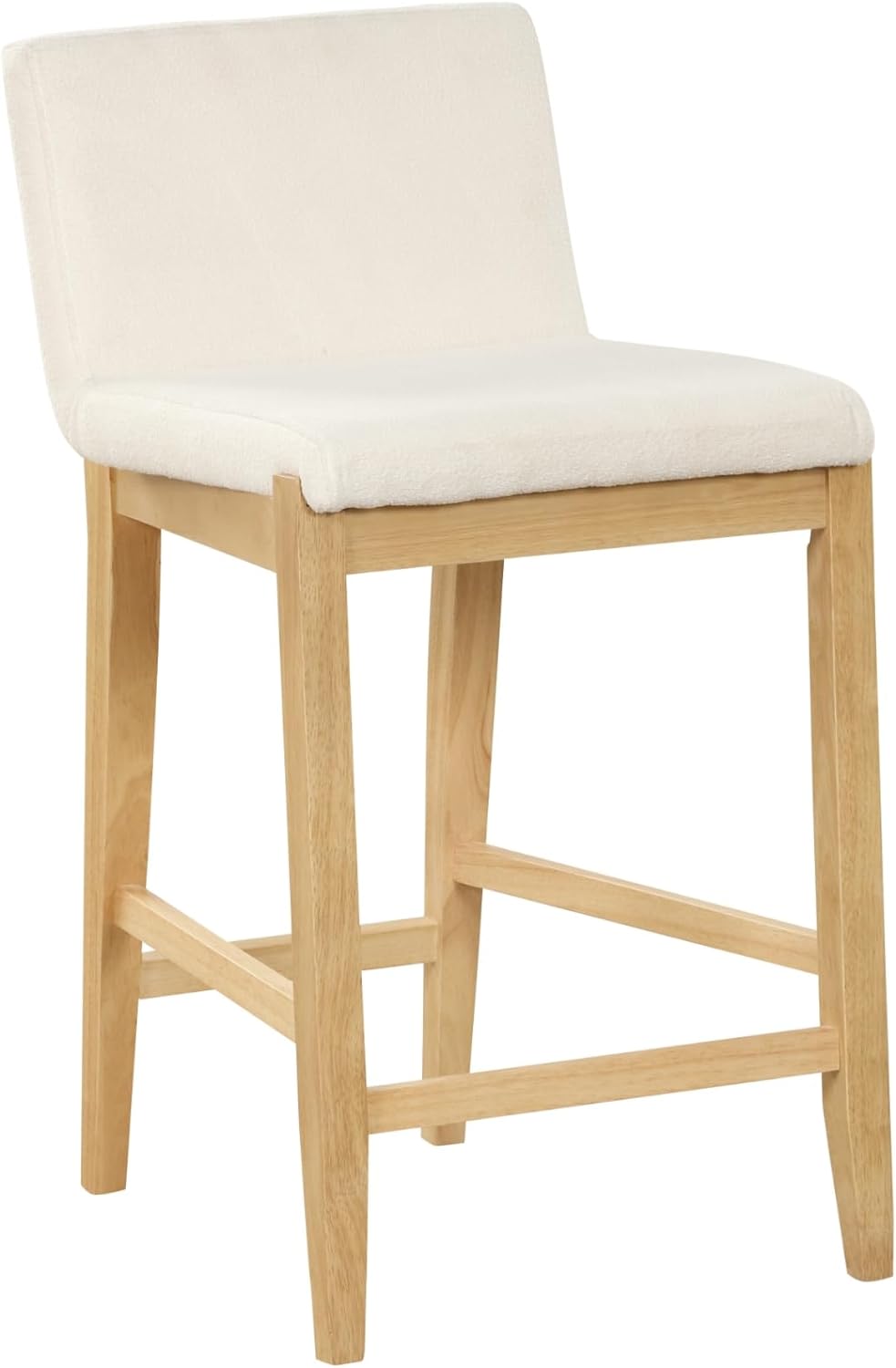 Gracie Modern Bar Stool, Boucle Upholstered Chair and Brushed Wooden Legs