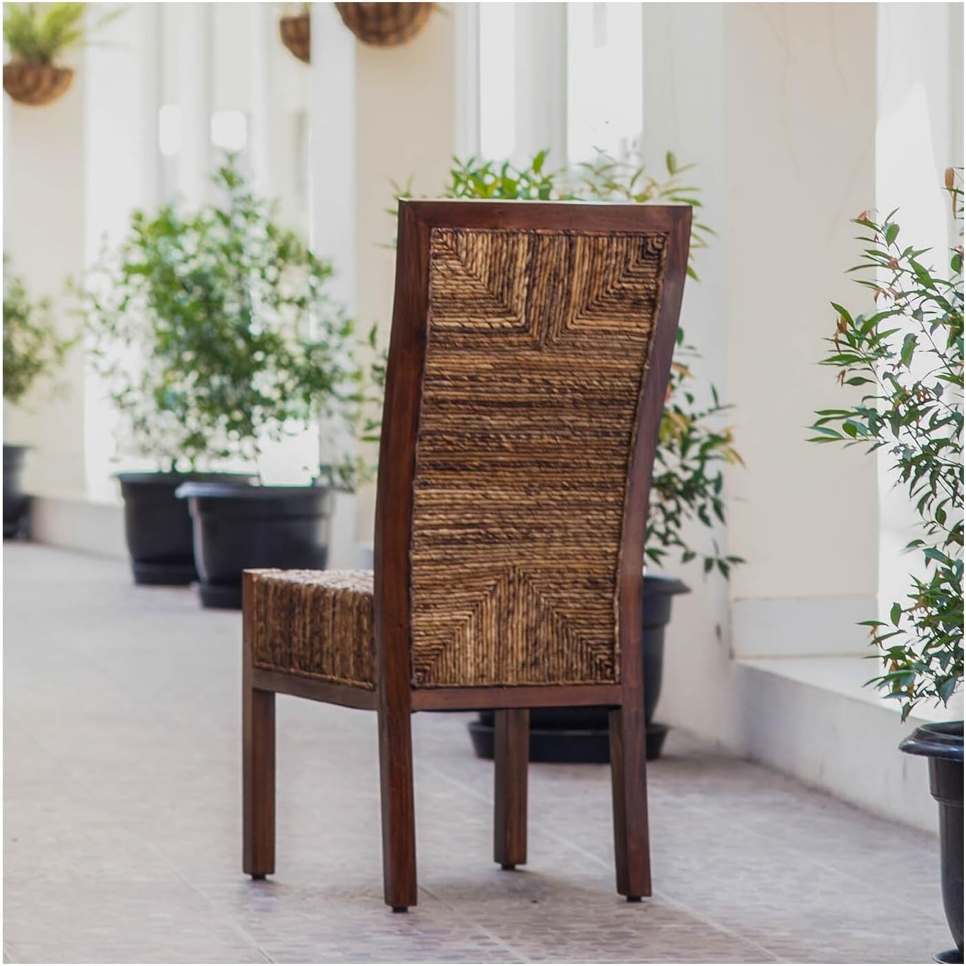 Dallas Woven Abaca\Mahogany Dining chair, (set of 4)
