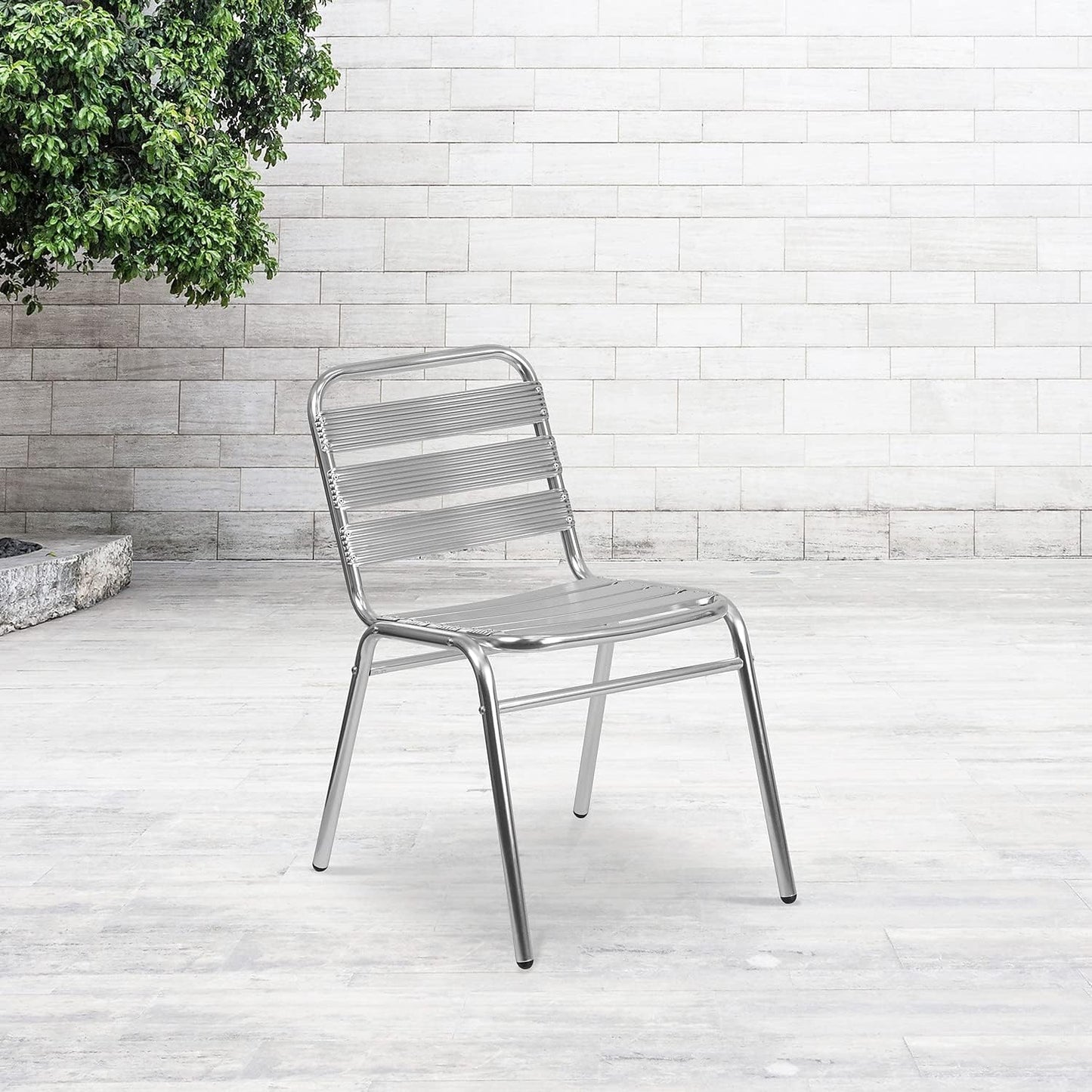Lila Commercial Aluminum Indoor-Outdoor Restaurant Stack Chair with Triple Slat Back