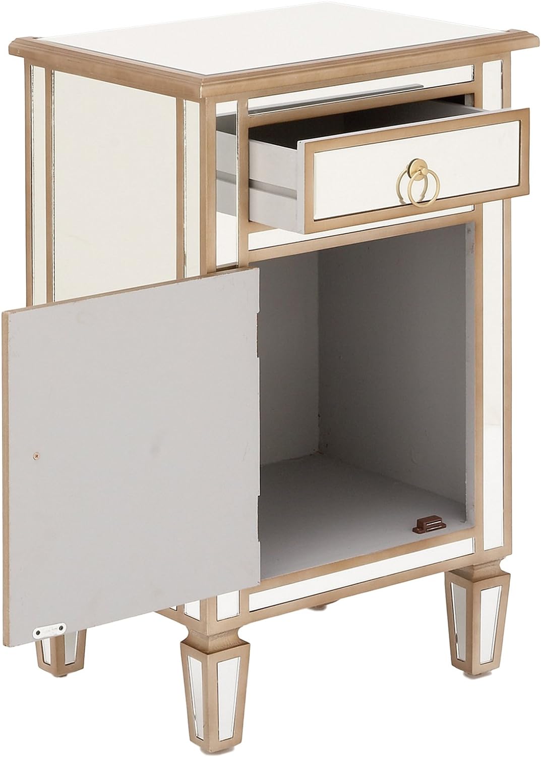 Goldtone Mirrored Cabinet Side Table