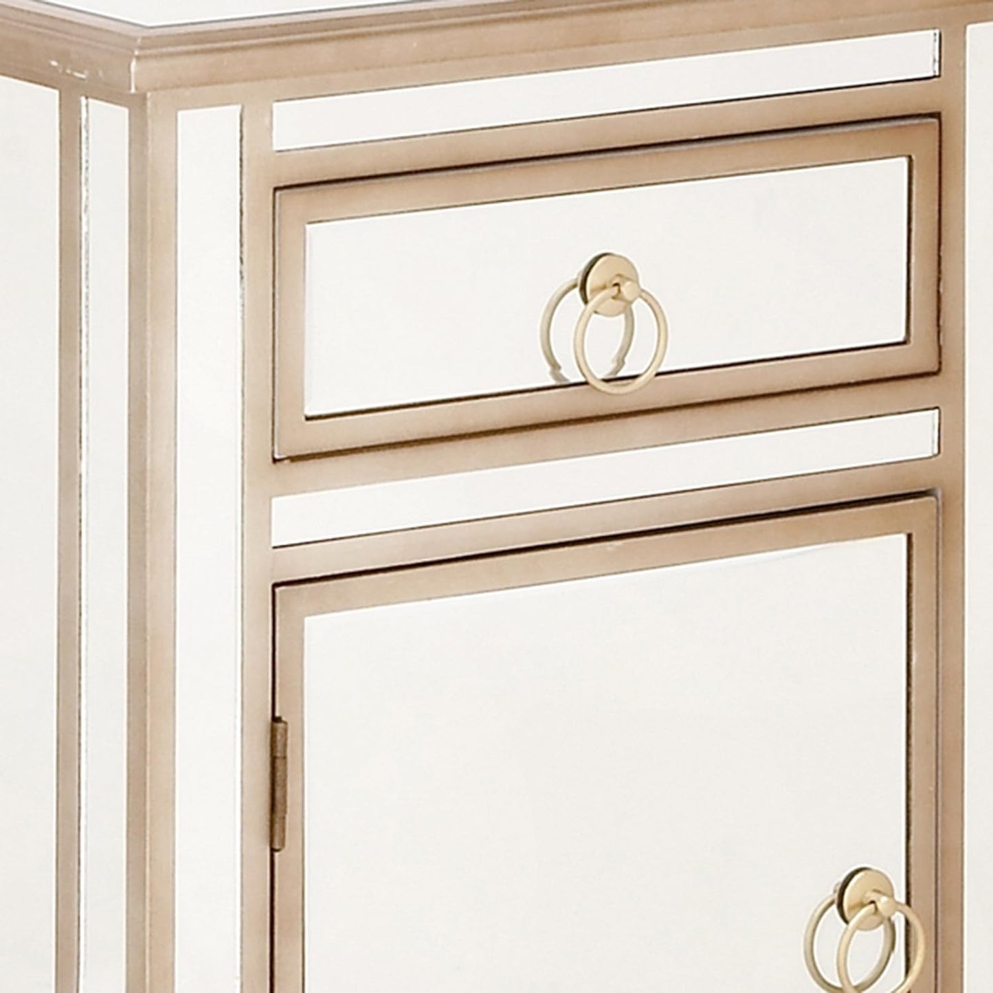 Goldtone Mirrored Cabinet Side Table