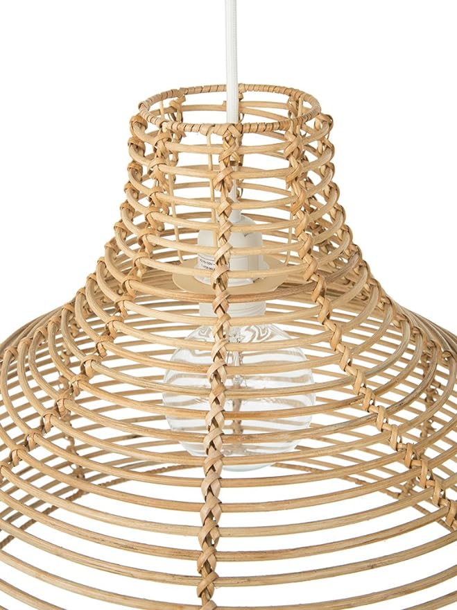 Palau Continuous Weave Wicker Dome Pendant Lamp - Natural Brown
