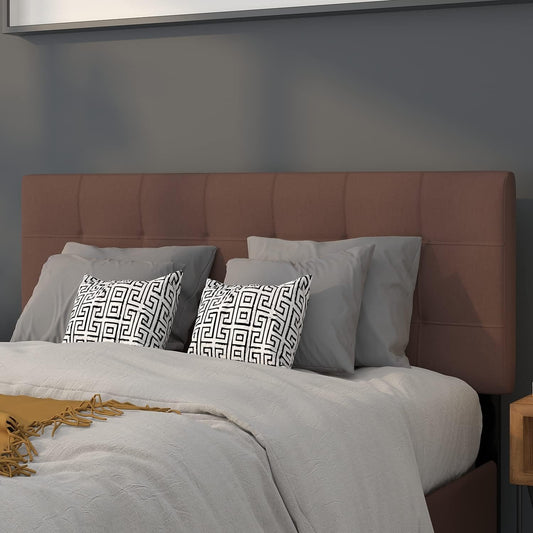 Bedford Tufted Upholstered Full Size Headboard in Dark Brown Fabric