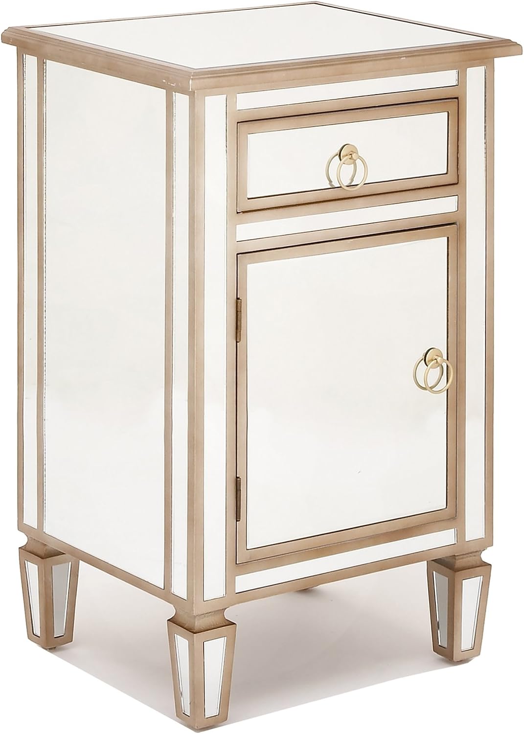 Goldtone Mirrored Cabinet Side Table