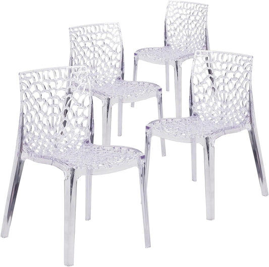 Vision Series Transparent Stacking Side Chair, (set of 4)