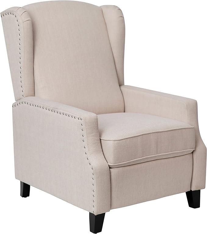 Wingback Reclining Chair with Nail head Trim - Soft pink