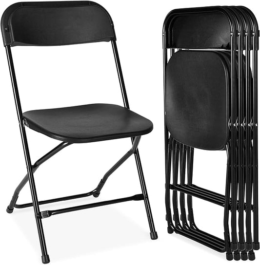 Series Premium Plastic Folding Chair - Black, (Set of 4)