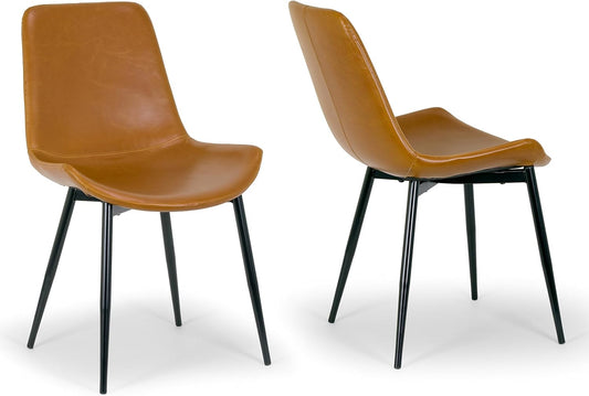 Alary Caramel Brown Faux Leather Modern Dining Chair (Set of 2)