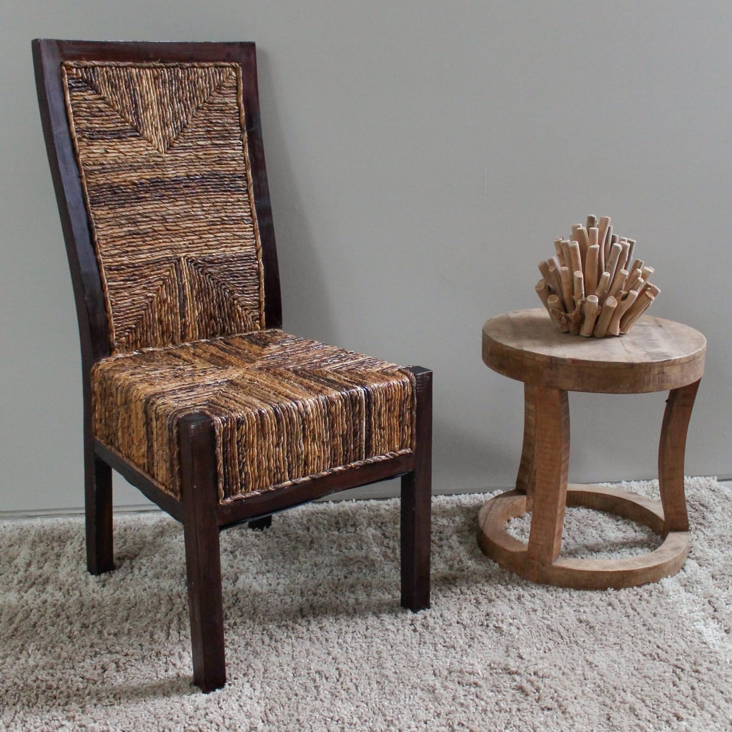 Dallas Woven Abaca\Mahogany Dining chair, (set of 4)