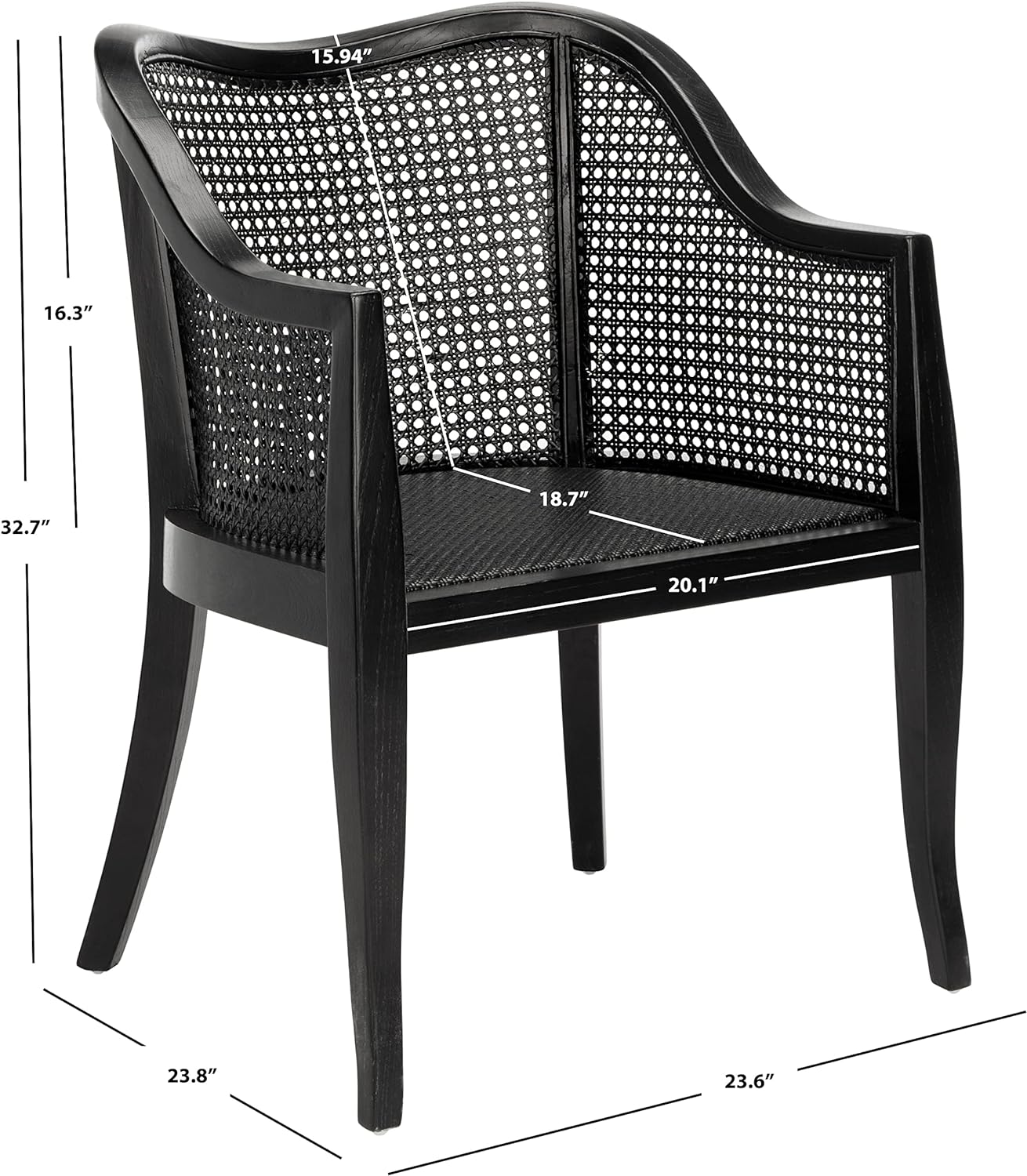 SAFAVIEH Maika Cane Dining Chair - 23.6" x 23.8" x 32.7"
