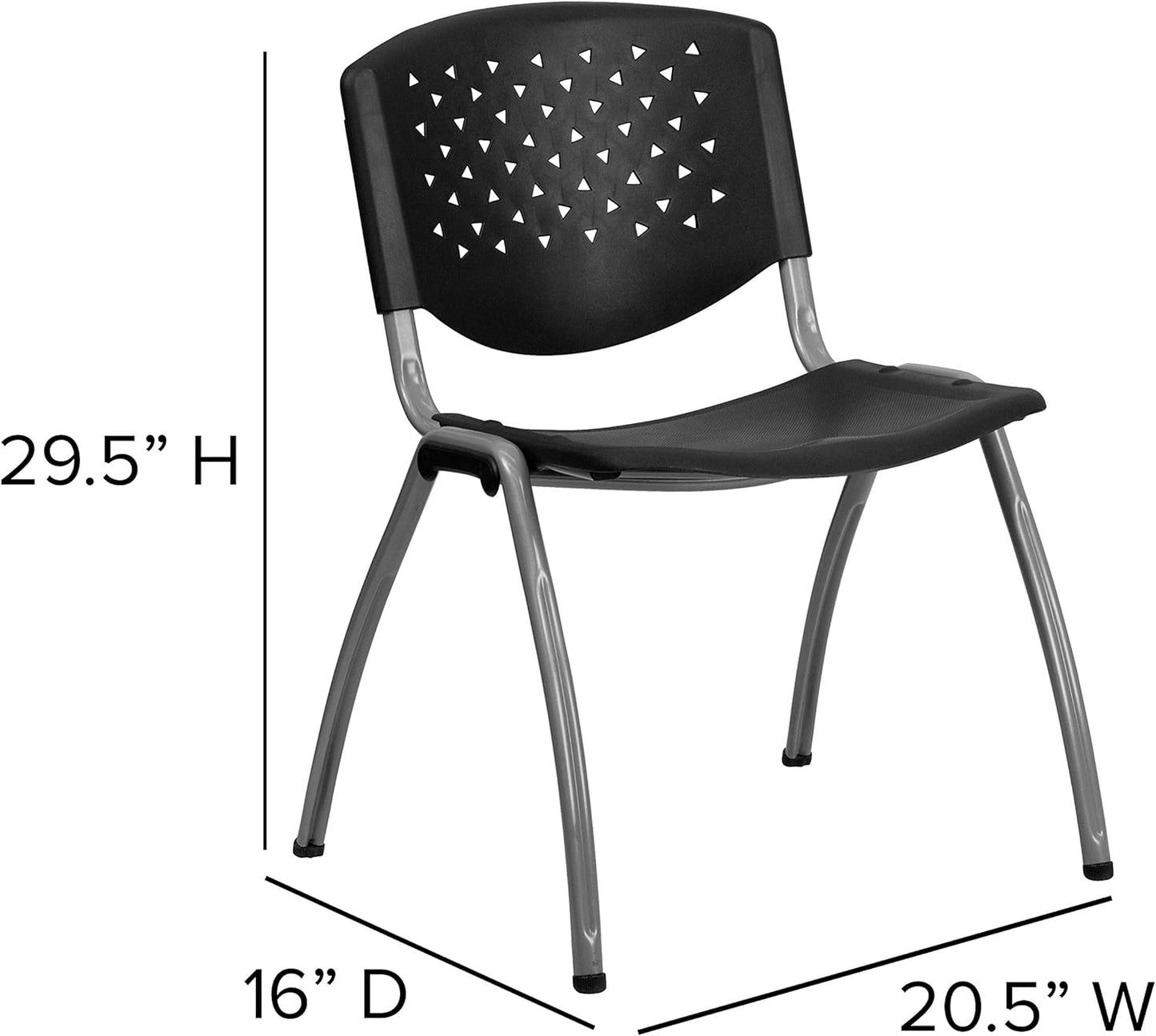 Series Black Plastic Stack Chair with Titanium Gray Powder Coated Frame