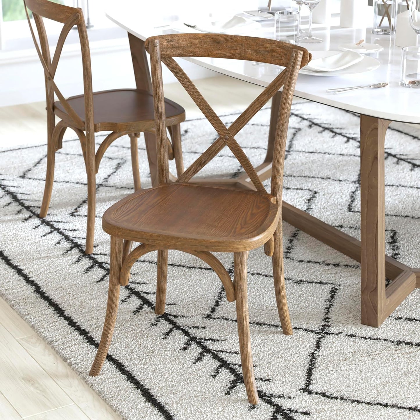 Advantage X-Back Dining Chair - Dark Natural, (Set of 2)