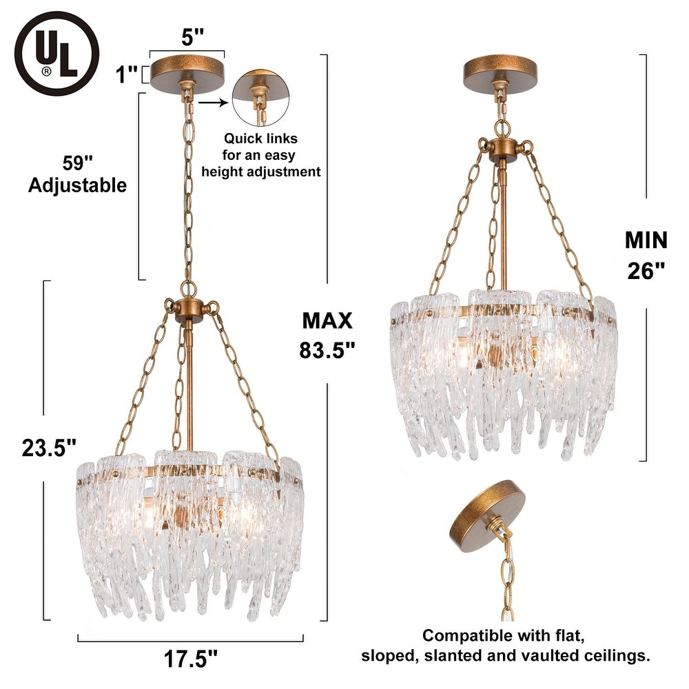 Alegate modern gold 4 light chandelier