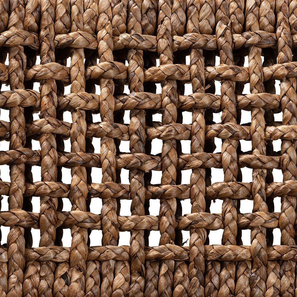 Alise Modern Bohemian Dark Brown Mahogany Wood and Banana Fiber Counter Stools (set of 2)