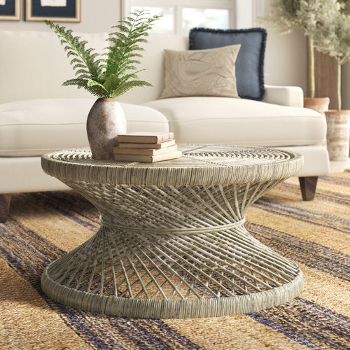 SAFAVIEH Grimson Large Bowed Coffee Table - Color- White-washed