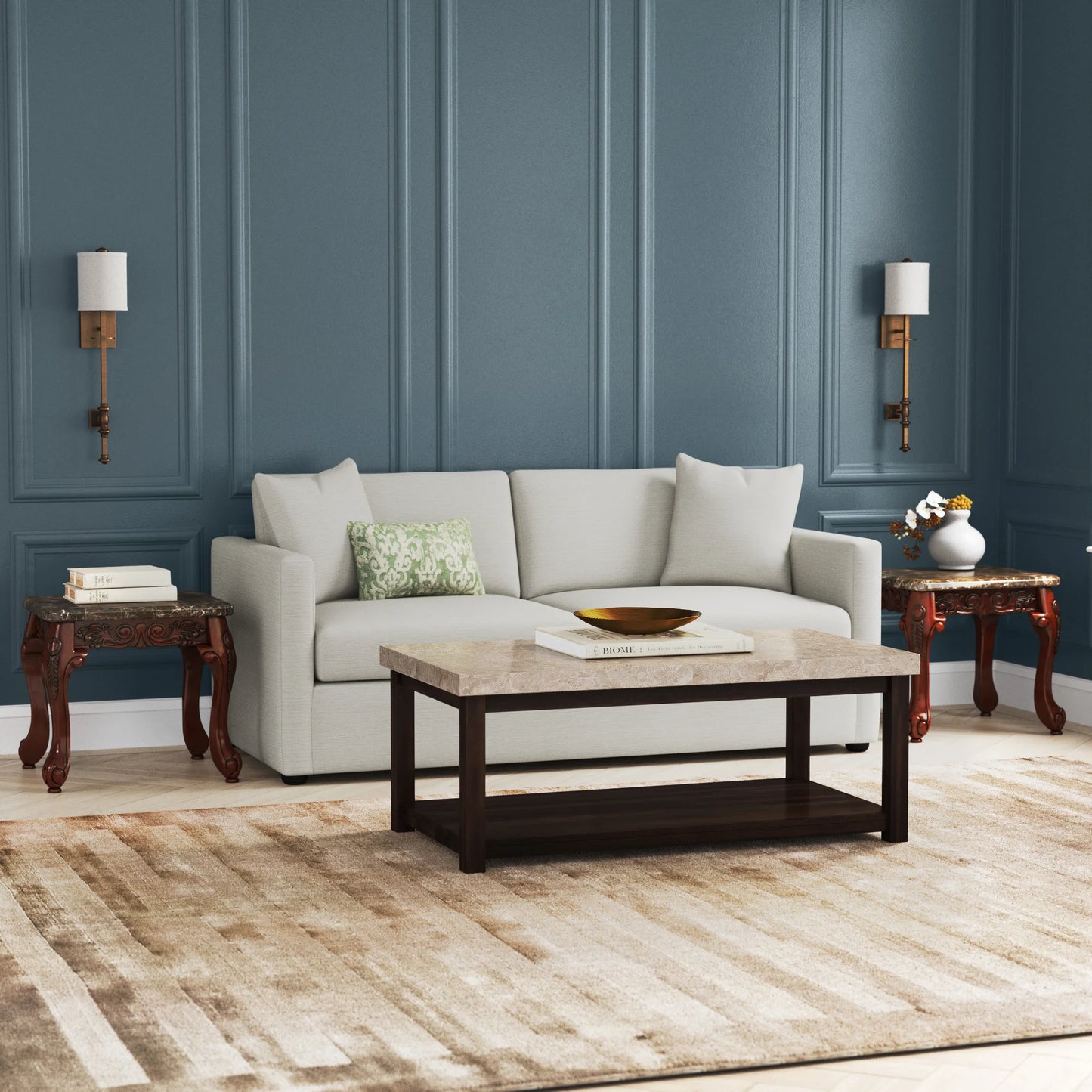 Claiborne Coffee Table - Light Tan/Espresso