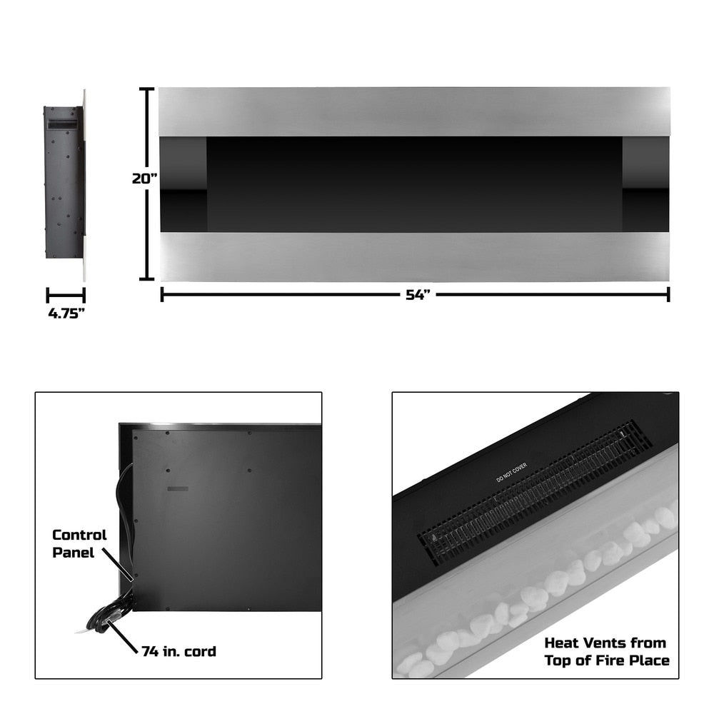 Wall Mounted LED Fire and Ice Flame Electric Fireplace