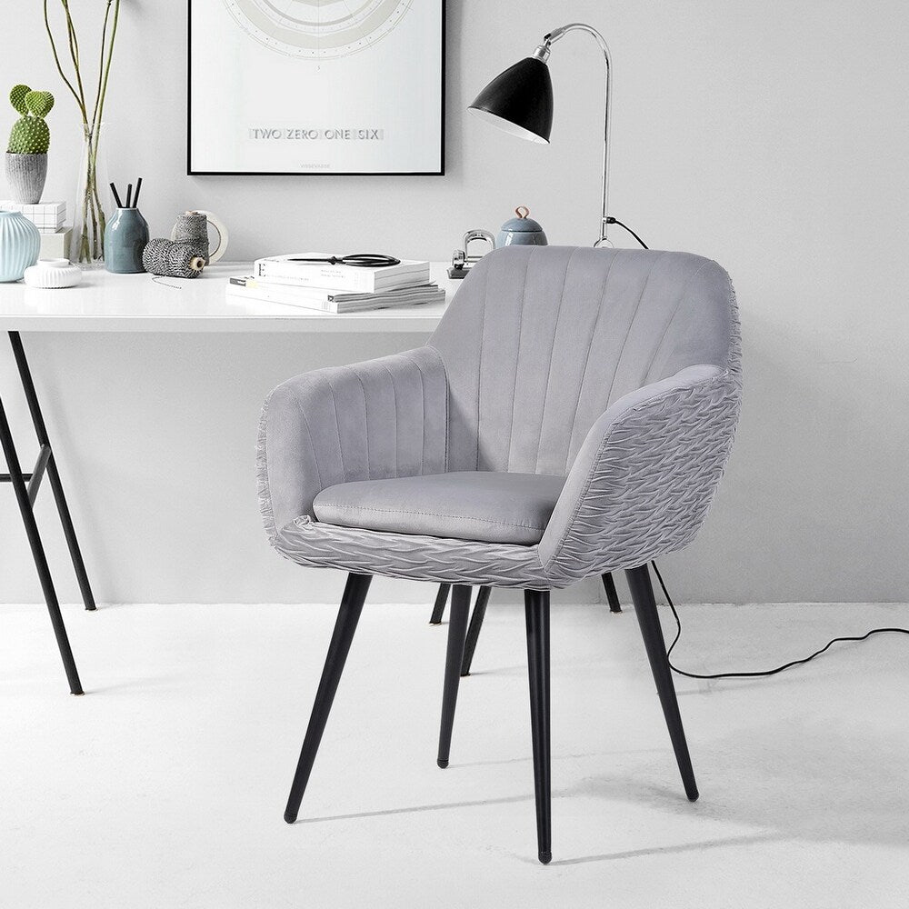 Velvet Upholstered Dining Chair - Gray