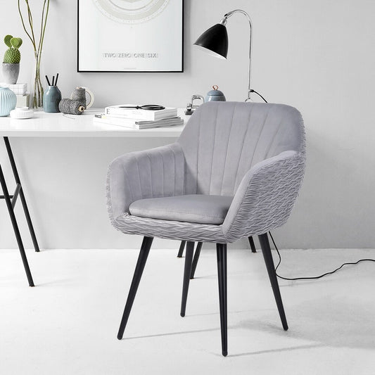 Velvet Upholstered Dining Chair - Gray