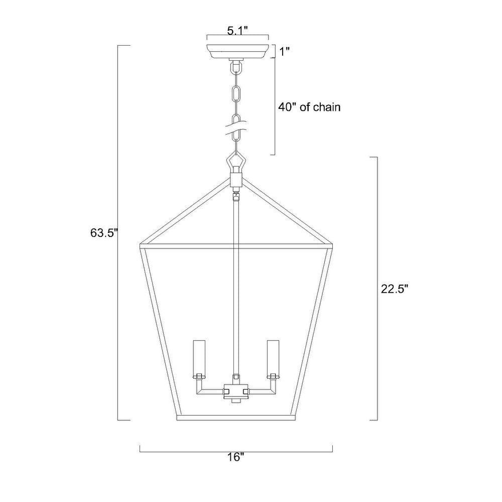 Gold Finish 4-Light 16 in. Lantern Cage Pendant