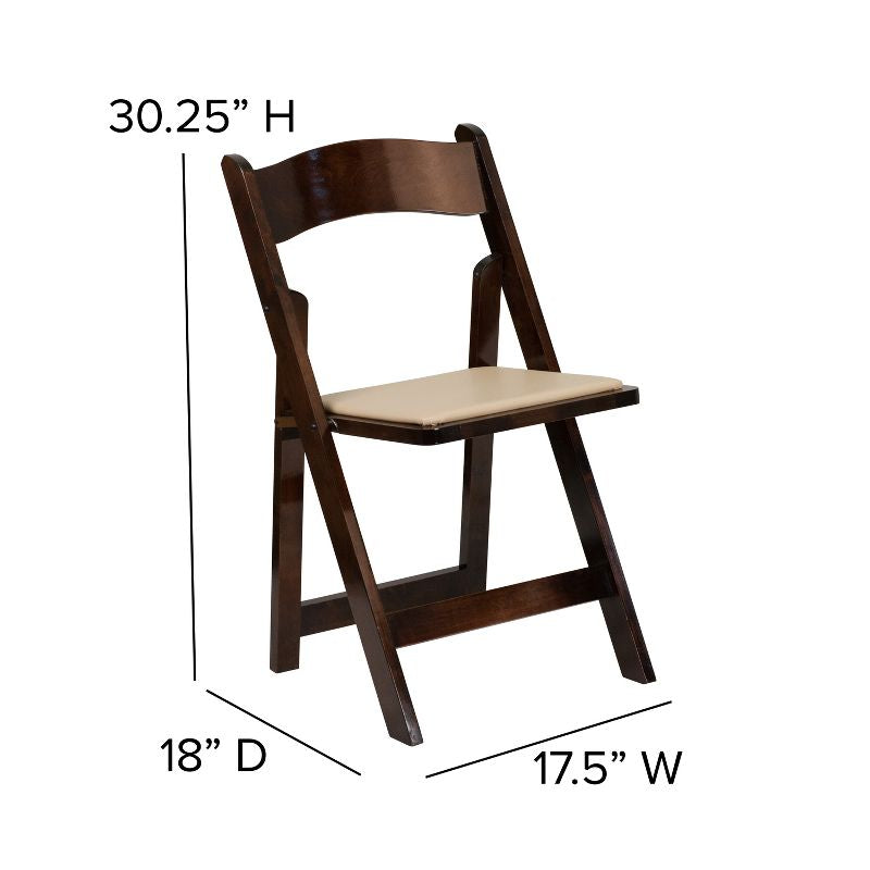 Emma and Oliver Indoor/Outdoor Folding Chair with Vinyl Padded Seat - Fruitwood (Set of 4)