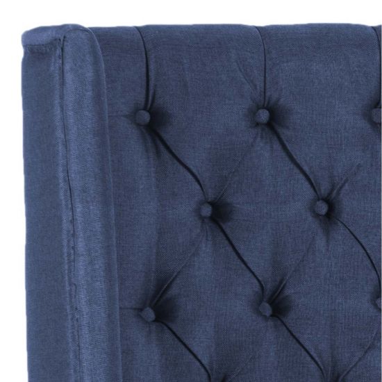 London Winged Headboard with Nail head Detail, Full, Navy