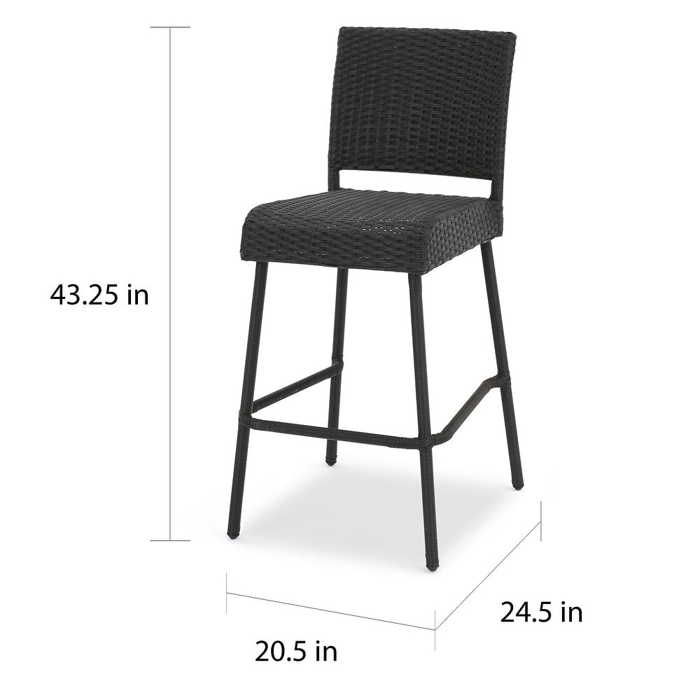 Neal Outdoor Wicker Bar Stools by Christopher Knight Home (SET OF 2)