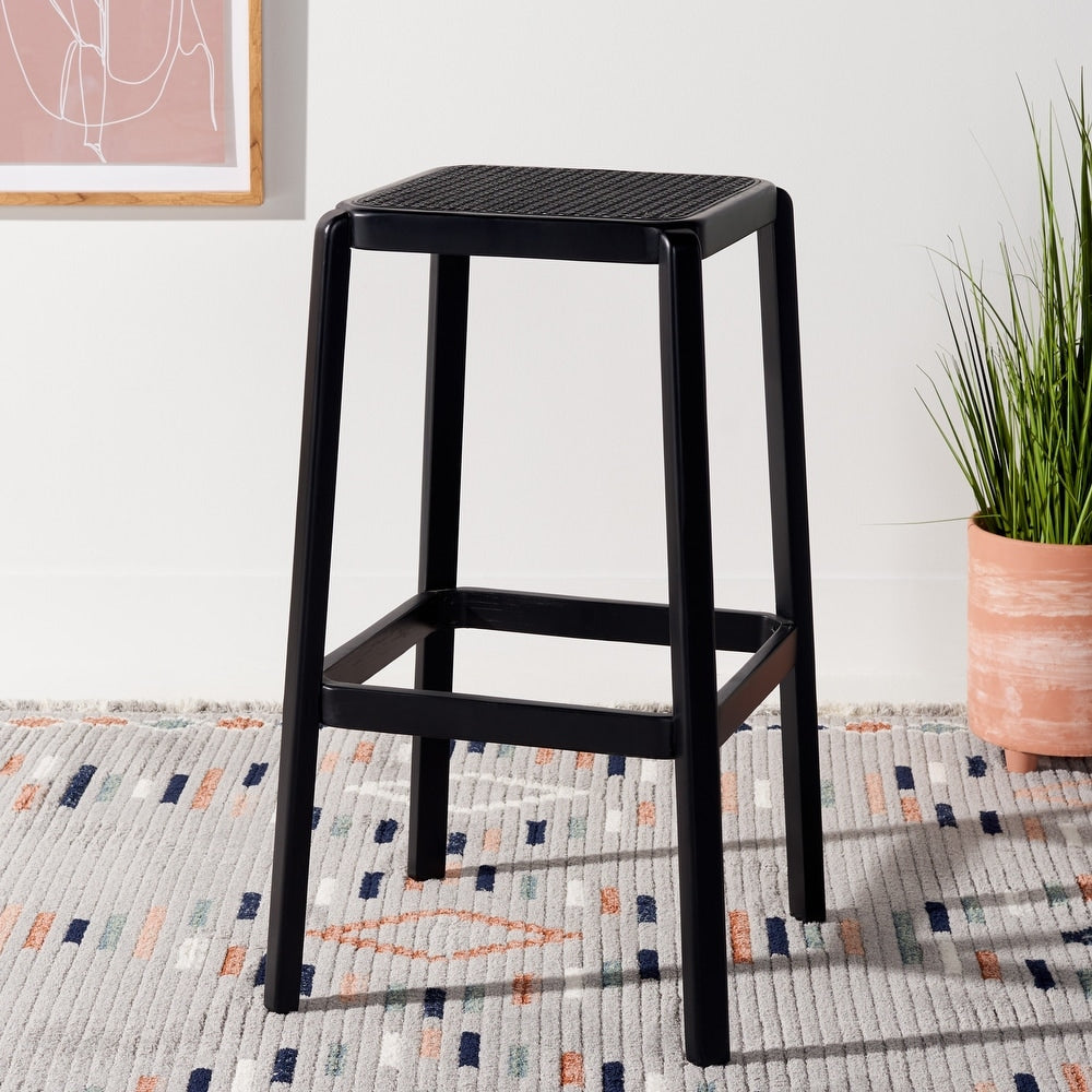SAFAVIEH Silus Backless Cane Bar Stool - 18" W x 18" D x 30" H (set of 2)