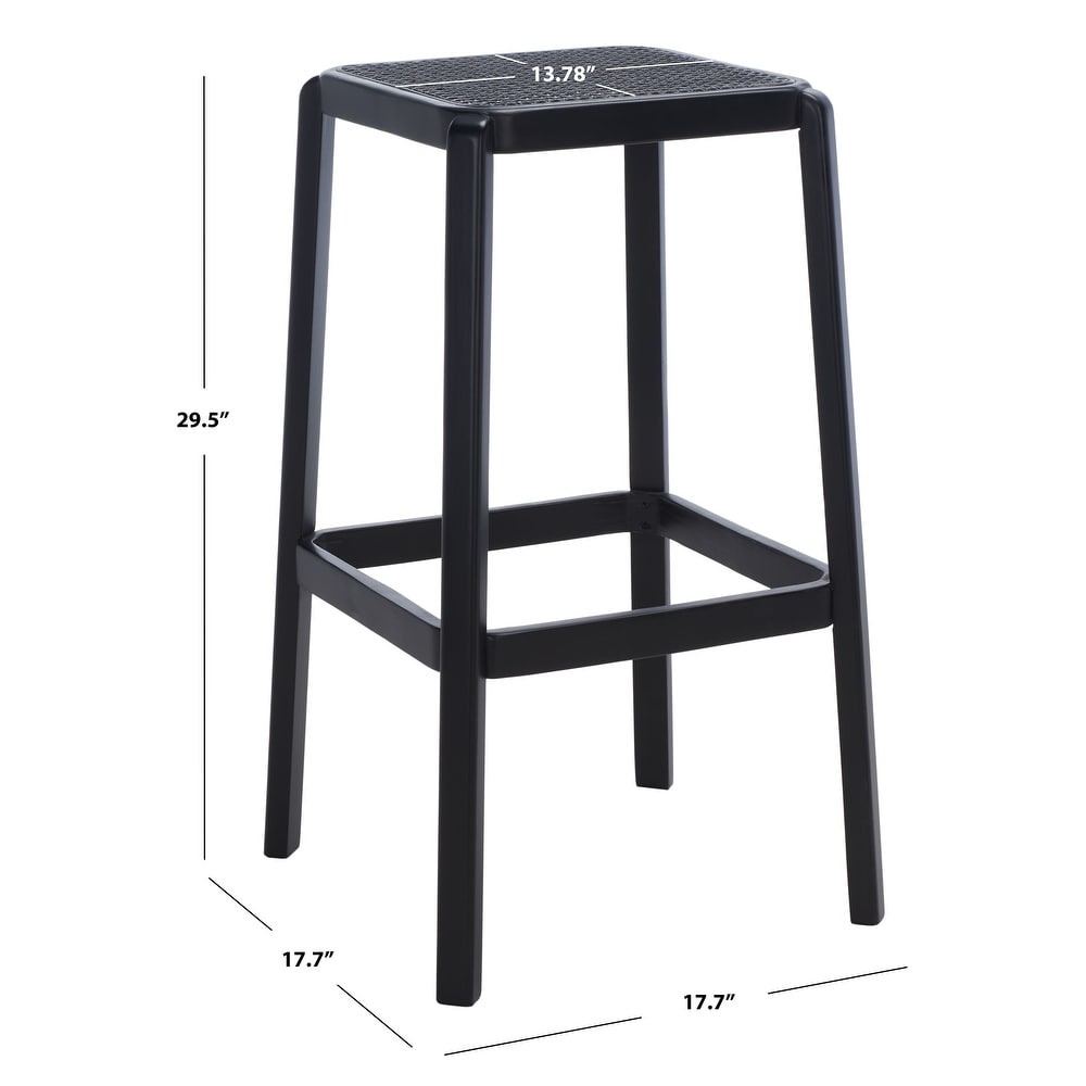 SAFAVIEH Silus Backless Cane Bar Stool - 18" W x 18" D x 30" H (set of 2)