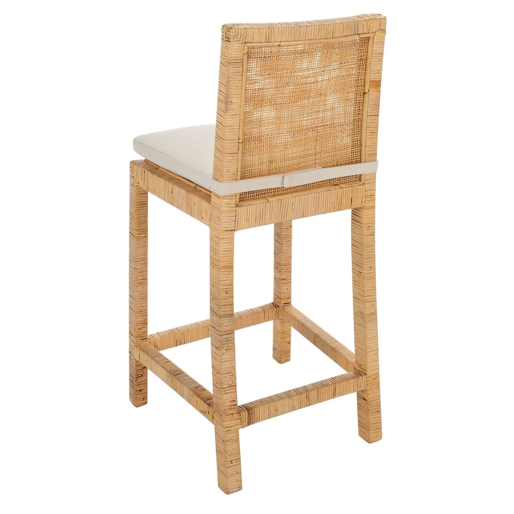 SAFAVIEH Tojo 24-inch Cane Counter Stool with Cushion