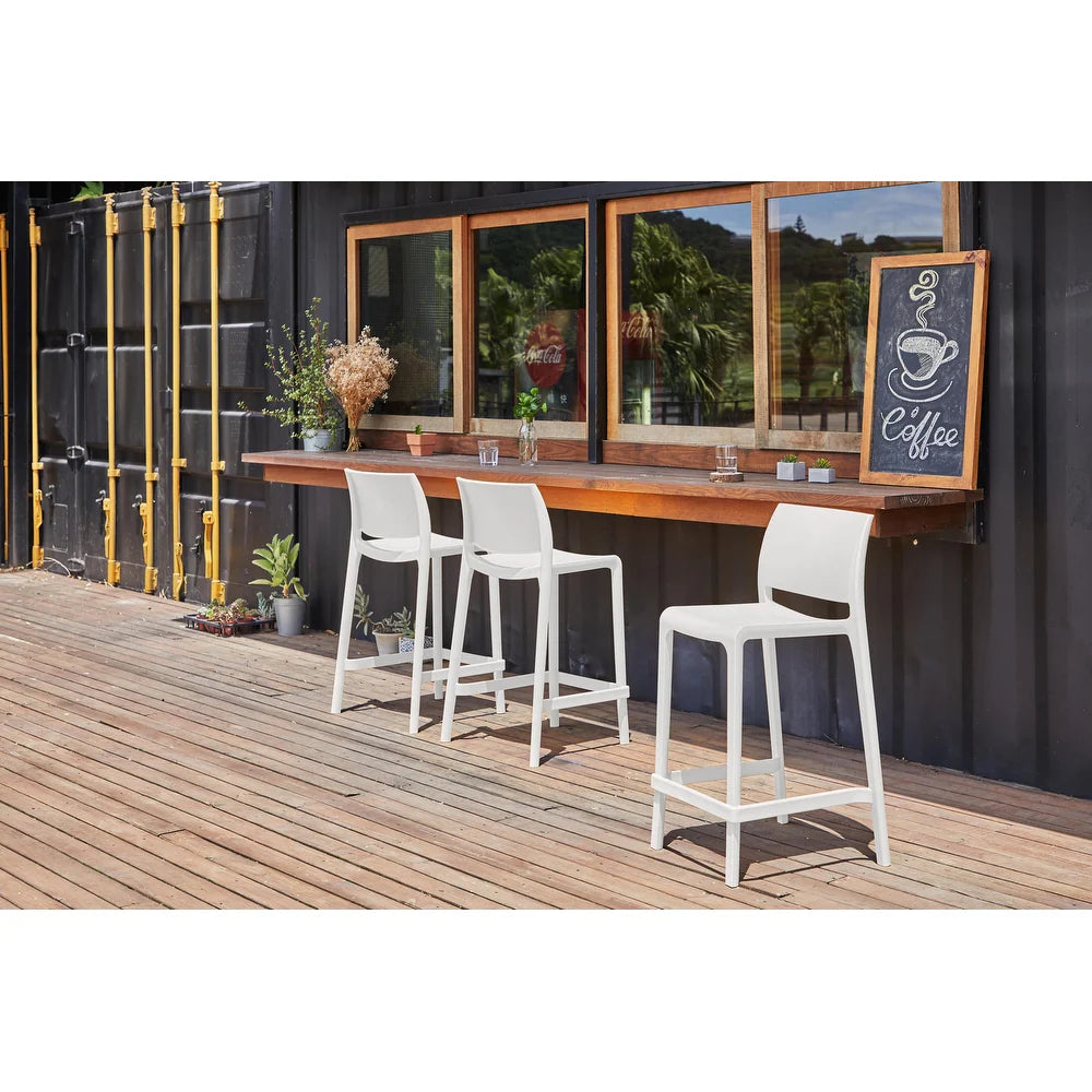 Sensilla Resin Stackable Counter-height Bar Stools; (Set of 2)
