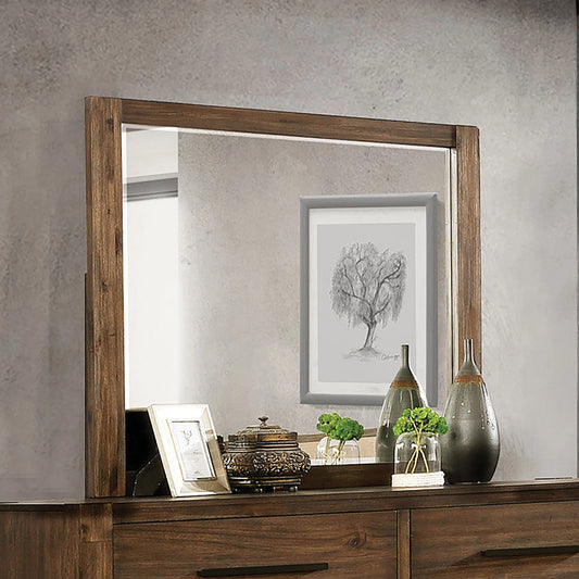 Shellenbarger Rustic Beveled Dresser Mirror - Walnut