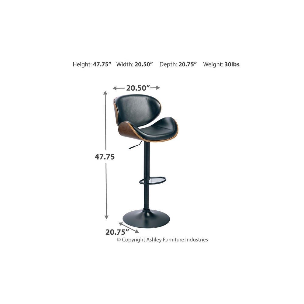 Signature Design by Ashley Harley Modern Adjustable Brown and Black Bar Stool