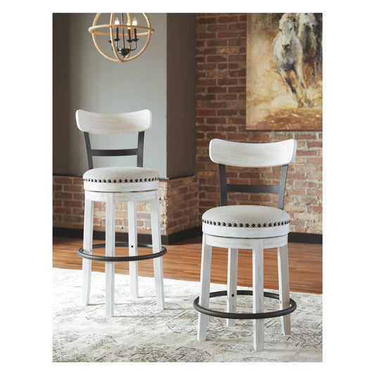 Valebeck White Counter Height Swivel Stool- (SET of 2)