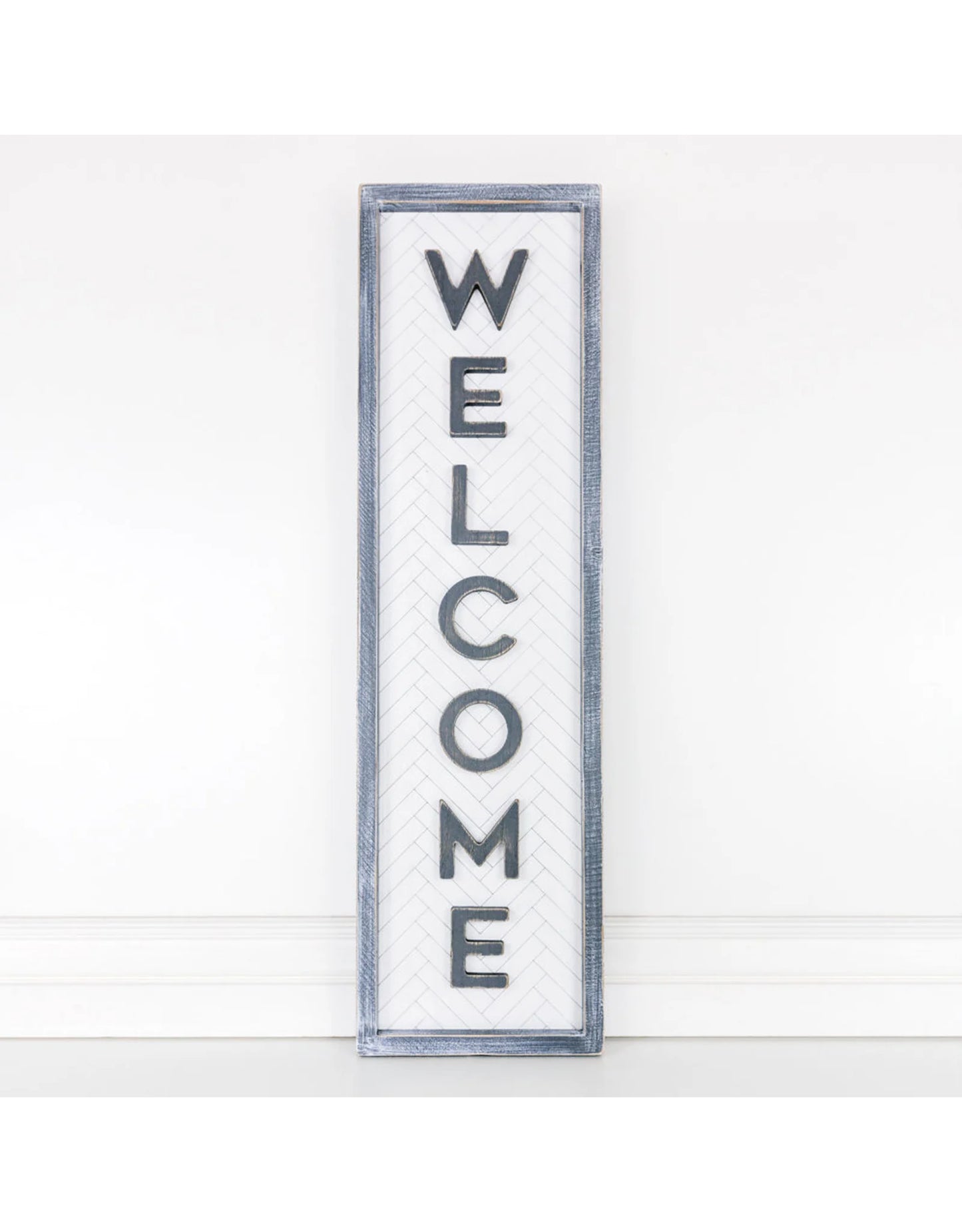 Welcome Double Sided Wood Framed Sign - White/Gray