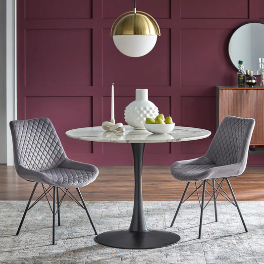 Angelo: HOME Kavitt Round Dining Table - Marble/Black