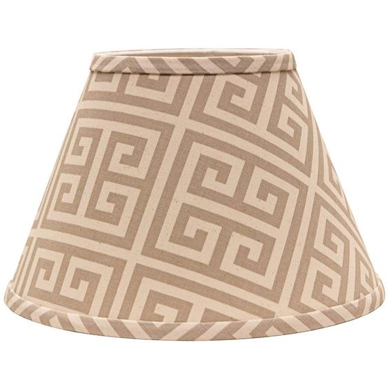 Greek Key 6" Linen Empire Lamp Shade, Clip on
