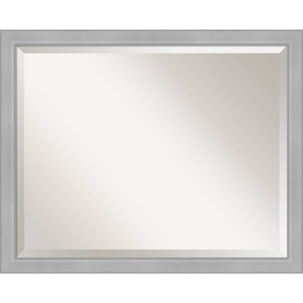Beveled Bathroom Wall Mirror - Vista Brushed Nickel Frame 31" X 25"