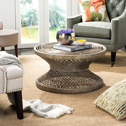 SAFAVIEH Grimson Large Bowed Coffee Table - Color- White-washed