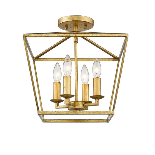 3-Light Convertible to Pendant Mini Lantern Ceiling Light and Pendant in Gold