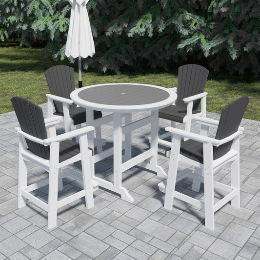 Outdoor Patio Recycled Plastic Round Dining Table - Bar Table- CHAIRS NOT INCLUDED
